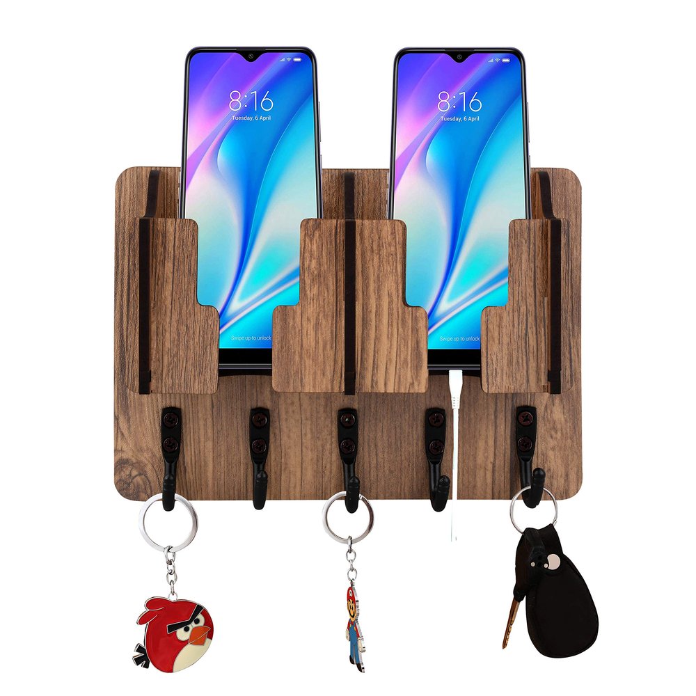 Sehaz Artworks Key Holder for Home Decor Stylish | Key Hanger | Key Stand for Wall | Key Chain Holders | Key Holder Stand (5 Hooks, Beige)