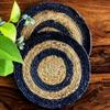JASMEY HOMES Set of 2 Dining Table Mat 30cm Round Mat - Blue (Double Ring) | Used as Centre Table dcor placemat/House Warming Gifts for New Home view 3