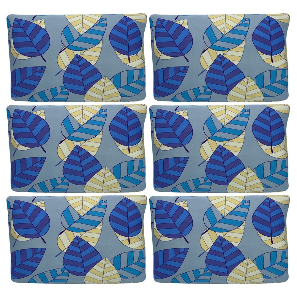 House of Quirk Polyester Throw Cushion Cover (Cover Only, No Insert, 16.5x16.5 inch, Flower - Birch Blue, 6)
