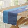 HOKIPO Cotton Ribbed Washable Dining Table Runner 6 Seater, (Blue, 12x72 Inches) IN-275-BL view 1
