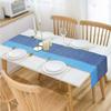 HOKIPO Cotton Ribbed Washable Dining Table Runner 6 Seater, (Blue, 12x72 Inches) IN-275-BL view 3