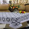 RMDecor Plastic 4 Seater Geometric Rectangular Dining Table Cover Check Design (Grey, Size : 54 x 78 Inches) view 2