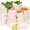 SARFII 100% Cotton Set of 12 Reusable Fridge Storage Bags for Vegetables and Fruits Quality Multipurpose Eco Friendly Bags (4 Large, 4 Medium & 4 Small Size Bags) view 1