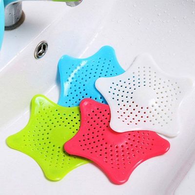 petrickenterprise Silicone Star Shaped Sink Filter Bathroom Hair Catcher, Drain Strainers Cover Trap Basin (Multicolour) (2)