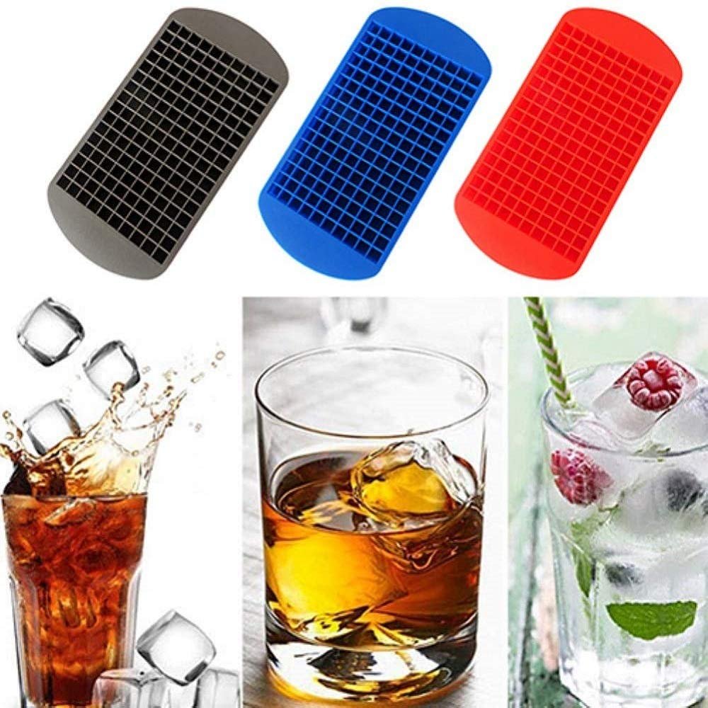 SC Mart 2 Piece, Ice Tray 160 Silicone Ice Cube Tray Mini Ice Cubes Small Square Mold Ice Cube Maker Very Fast to Frizzing (Multicolor)