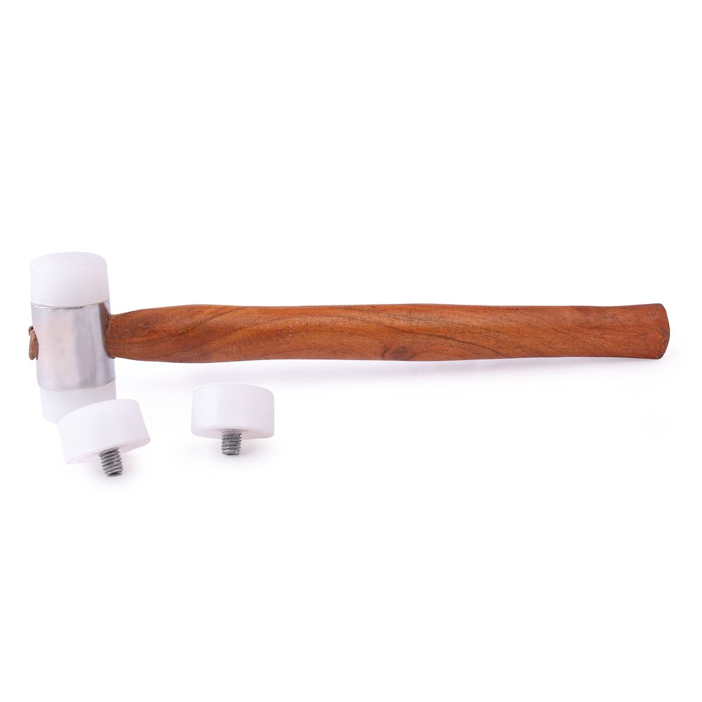 LOVELY Lilyton 50 mm Head Plastic Hammer Wooden Handle with 2 Spare Plastic Mallet/Tip