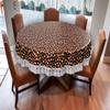 CASA-NEST 6 Seater Round Table Cover Brown Polka Dot Print 72 inches Round Diameter printed007 view 2