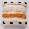 pepme Cotton Tufted Pillow Cushion Cover Hand-Woven Knitted, Rows Dots Pattern for Living Room, Sofa, Chair (16x16 inches, Off-White, Orange) view 1