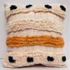 pepme Cotton Tufted Pillow Cushion Cover Hand-Woven Knitted, Rows Dots Pattern for Living Room, Sofa, Chair (16x16 inches, Off-White, Orange) view 2
