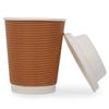 SANWALSA [250 ml, 25 Count, 8oz, Brown Disposable Premium Double Wall Ripple Paper Cup with Bagasse Lid | Ecofriendly Glasses for Party, Cafes | Ideal for Tea, Coffee, Soft Drinks | GSM -485 view 3