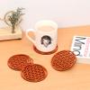 DULI Lasercut MDF Carved Wooden Coasters for Tea Coffee (Set of 4) (Orange Floral) view 1