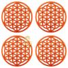 DULI Lasercut MDF Carved Wooden Coasters for Tea Coffee (Set of 4) (Orange Floral) view 2