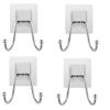 ZIVIK 4Pcs Stainless Steel Wall Hangers, Bath Towel Double Hook, Self Adhesive Hooks Stick On Wall Hanging Door Clothes Holder Utility Hanging Hooks Storage (Transparent) (4, Double Hook) view 1