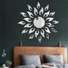 Bikri Kendra Acrylic Wall Mount Sun 3D Decorative Mirror Wall Stickers- Silver (Art BK 21N08) view 1