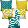 AMAZE ATTIRES | Decorative Printed Square Cushion Cover Set of 5 Throw Pillow Covers/Cases for Couch Sofa Home (12 x 12 inch or 30cm x30cm) ATCU025 view 1