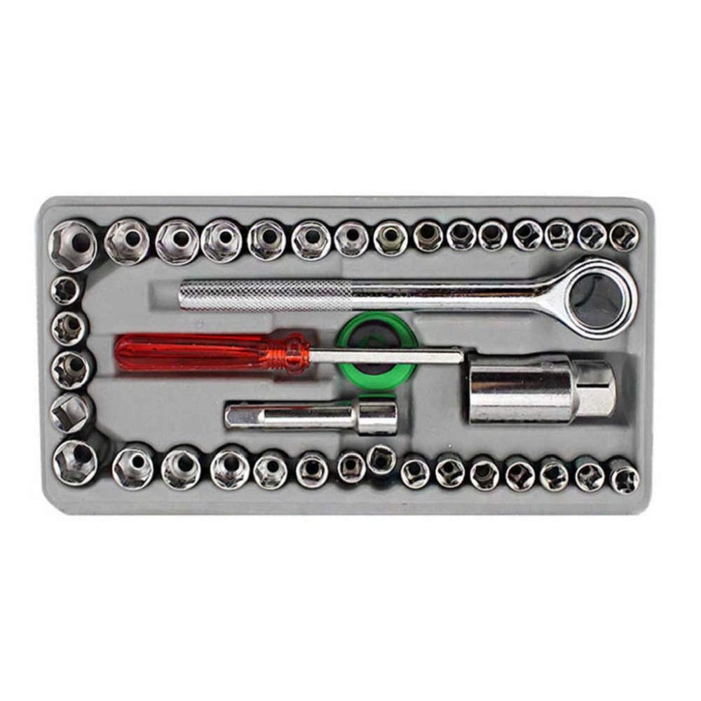 MAHA Classic Hand Tool Kit 40Pc Multi-Purpose Combination Socket Wrench Set Socket Set (Pack of 40) for Car and Bike Maintainance Automobile Socket Set Home Applications Maintainance Socket Set