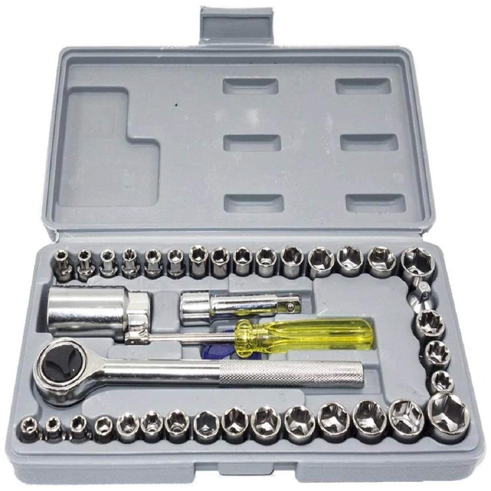 MAHA Standard 40Pc Screw Driver/Wrench Set Automobile Motorcycle Tool Set Socket Wrench Auto Car Repair Tools Socket Home Tool kit Set for Car and Bike Maintenance Automobile Socket Set
