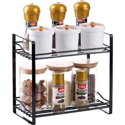 Crafties Art Standing Rack Countertop Storage Shelf Organizer, Kitchen Spice Rack (Black)