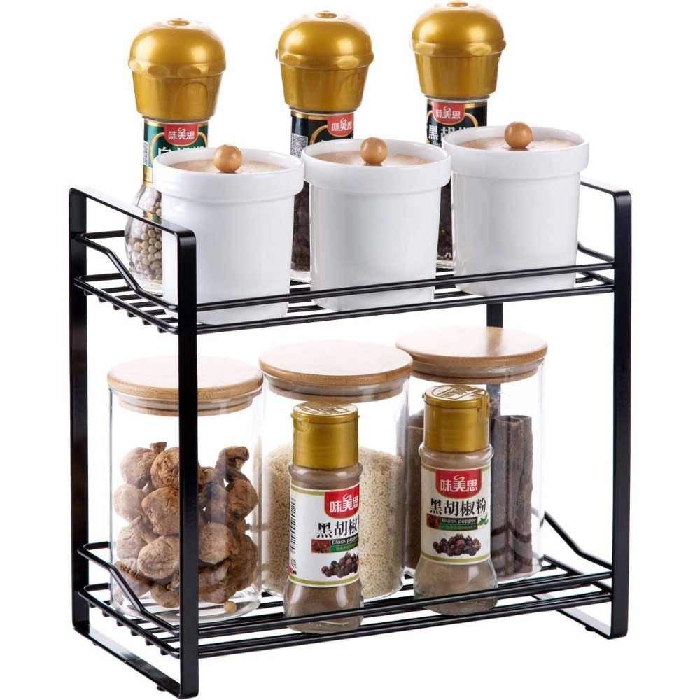 Crafties Art Standing Rack Countertop Storage Shelf Organizer, Kitchen Spice Rack (Black)