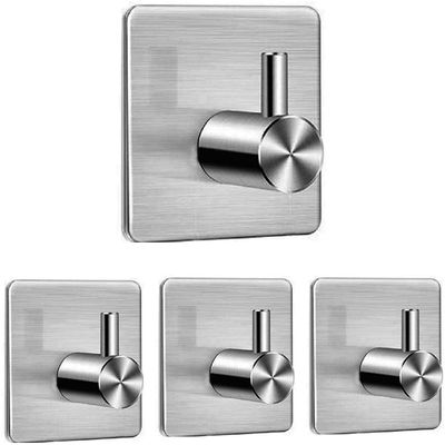 JIALTO 4-Piece Adhesive Hook Set  Waterproof, Heavy Duty Wall Hooks for Bathroom, Kitchen, and Door  No Drill Installation