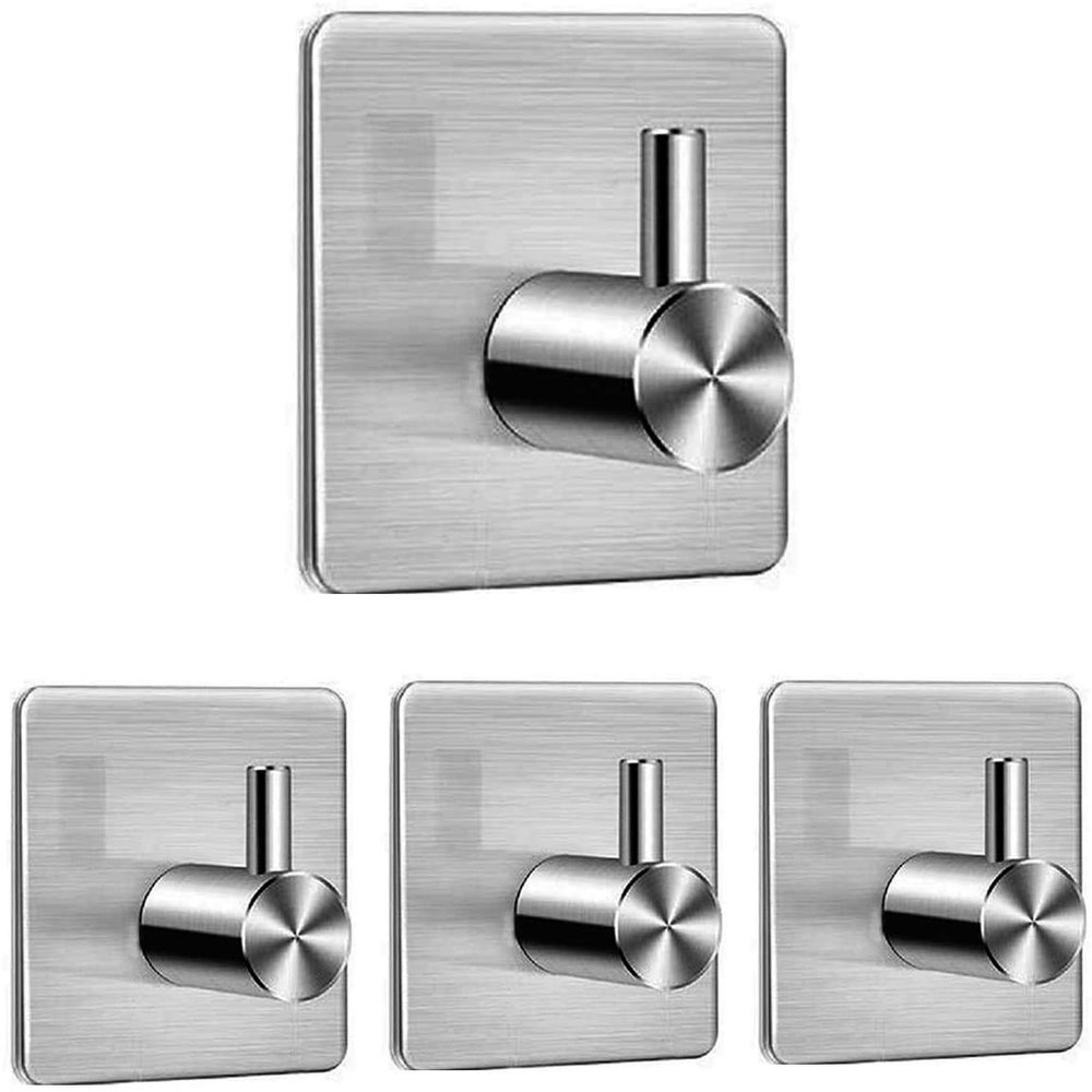 JIALTO 4-Piece Adhesive Hook Set  Waterproof, Heavy Duty Wall Hooks for Bathroom, Kitchen, and Door  No Drill Installation