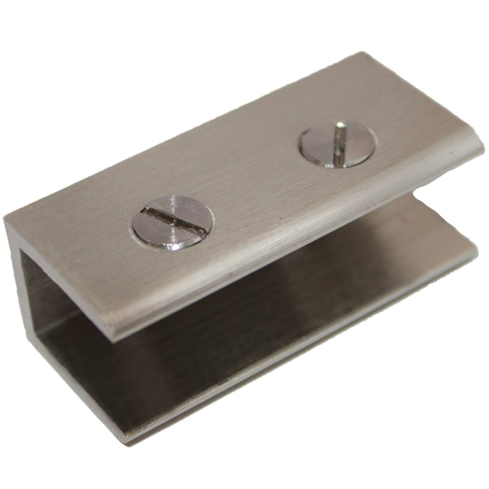 RiseOm Rectangular Shape Glass Clip Clamp Bracket/U Bracket of Brass (pack of 12, 12mm U)