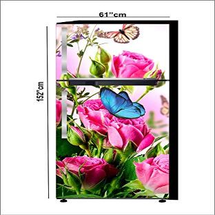 RubyDecor Vinyl Fridge Sticker | Fridge Door Stickers | Double Door Fridge Stickers | Refrigerators Sticker | Fridge Wrap | Fridge Wallpaper Double Door Waterproof 161x52 cm PVC Vinyl Kitchen Decor