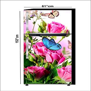 RubyDecor Vinyl Fridge Sticker | Fridge Door Stickers | Double Door Fridge Stickers | Refrigerators Sticker | Fridge Wrap | Fridge Wallpaper Double Door Waterproof 161x52 cm PVC Vinyl Kitchen Decor