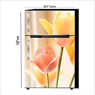 RubyDecor Vinyl Fridge Sticker | Fridge Door Stickers | Double Door Fridge Stickers | Refrigerators Sticker | Fridge Wrap | Fridge Wallpaper Double Door Waterproof 161x52 cm PVC Vinyl Kitchen Decor