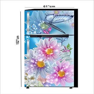 RubyDecor Vinyl Fridge Sticker | Fridge Door Stickers | Double Door Fridge Stickers | Refrigerators Sticker | Fridge Wrap | Fridge Wallpaper Double Door Waterproof 161x52 cm PVC Vinyl Kitchen Decor