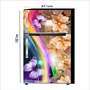 RubyDecor Vinyl Fridge Sticker | Fridge Door Stickers | Double Door Fridge Stickers | Refrigerators Sticker | Fridge Wrap | Fridge Wallpaper Double Door Waterproof 161x52 cm PVC Vinyl Kitchen Decor