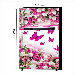 RubyDecor Vinyl Fridge Sticker | Fridge Door Stickers | Double Door Fridge Stickers | Refrigerators Sticker | Fridge Wrap | Fridge Wallpaper Double Door Waterproof 161x52 cm PVC Vinyl Kitchen Decor