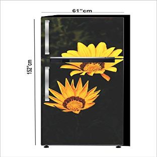 RubyDecor Vinyl Fridge Sticker | Fridge Door Stickers | Double Door Fridge Stickers | Refrigerators Sticker | Fridge Wrap | Fridge Wallpaper Double Door Waterproof 161x52 cm PVC Vinyl Kitchen Decor