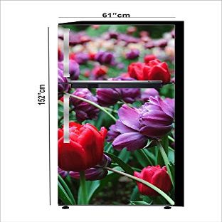 RubyDecor Vinyl Fridge Sticker | Fridge Door Stickers | Double Door Fridge Stickers | Refrigerators Sticker | Fridge Wrap | Fridge Wallpaper Double Door Waterproof 161x52 cm PVC Vinyl Kitchen Decor