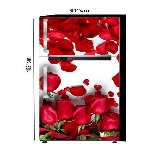 RubyDecor Vinyl Fridge Sticker | Fridge Door Stickers | Double Door Fridge Stickers | Refrigerators Sticker | Fridge Wrap | Fridge Wallpaper Double Door Waterproof 161x52 cm PVC Vinyl Kitchen Decor