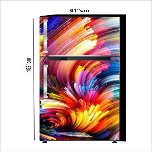 RubyDecor Vinyl Fridge Sticker | Fridge Door Stickers | Double Door Fridge Stickers | Refrigerators Sticker | Fridge Wrap | Fridge Wallpaper Double Door Waterproof 161x52 cm PVC Vinyl Kitchen Decor