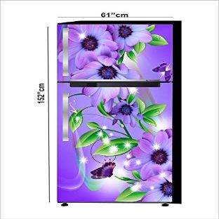 RubyDecor Vinyl Fridge Sticker | Fridge Door Stickers | Double Door Fridge Stickers | Refrigerators Sticker | Fridge Wrap | Fridge Wallpaper Double Door Waterproof 161x52 cm PVC Vinyl Kitchen Decor