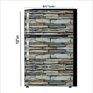 RubyDecor Vinyl Fridge Sticker | Fridge Door Stickers | Double Door Fridge Stickers | Refrigerators Sticker | Fridge Wrap | Fridge Wallpaper Double Door Waterproof 161x52 cm PVC Vinyl Kitchen Decor