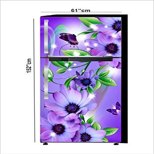 RubyDecor Vinyl Fridge Sticker | Fridge Door Stickers | Double Door Fridge Stickers | Refrigerators Sticker | Fridge Wrap | Fridge Wallpaper Double Door Waterproof 161x52 cm PVC Vinyl Kitchen Decor