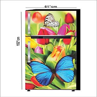 RubyDecor Vinyl Fridge Sticker | Fridge Door Stickers | Double Door Fridge Stickers | Refrigerators Sticker | Fridge Wrap | Fridge Wallpaper Double Door Waterproof 161x52 cm PVC Vinyl Kitchen Decor