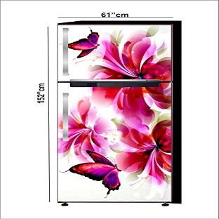 RubyDecor Vinyl Fridge Sticker | Fridge Door Stickers | Double Door Fridge Stickers | Refrigerators Sticker | Fridge Wrap | Fridge Wallpaper Double Door Waterproof 161x52 cm PVC Vinyl Kitchen Decor