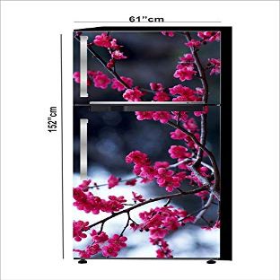 RubyDecor Vinyl Fridge Sticker | Fridge Door Stickers | Double Door Fridge Stickers | Refrigerators Sticker | Fridge Wrap | Fridge Wallpaper Double Door Waterproof 161x52 cm PVC Vinyl Kitchen Decor
