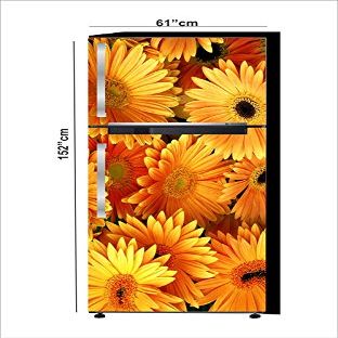RubyDecor Vinyl Fridge Sticker | Fridge Door Stickers | Double Door Fridge Stickers | Refrigerators Sticker | Fridge Wrap | Fridge Wallpaper Double Door Waterproof 161x52 cm PVC Vinyl Kitchen Decor