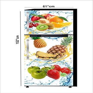 RubyDecor Vinyl Fridge Sticker | Fridge Door Stickers | Double Door Fridge Stickers | Refrigerators Sticker | Fridge Wrap | Fridge Wallpaper Double Door Waterproof 161x52 cm PVC Vinyl Kitchen Decor