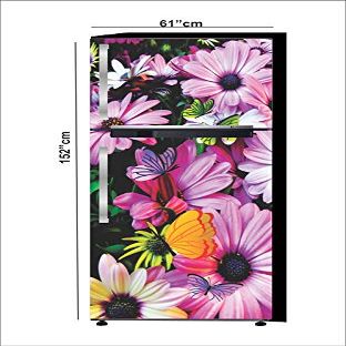 RubyDecor Vinyl Fridge Sticker | Fridge Door Stickers | Double Door Fridge Stickers | Refrigerators Sticker | Fridge Wrap | Fridge Wallpaper Double Door Waterproof 161x52 cm PVC Vinyl Kitchen Decor