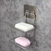 KENAYO ENTERPRISE Wall Mounted Double Layer soap Dish Holder Stainless Steel Wall Hanging Soap Storage Rack for Kitchen Bathroom (Silver) view 2
