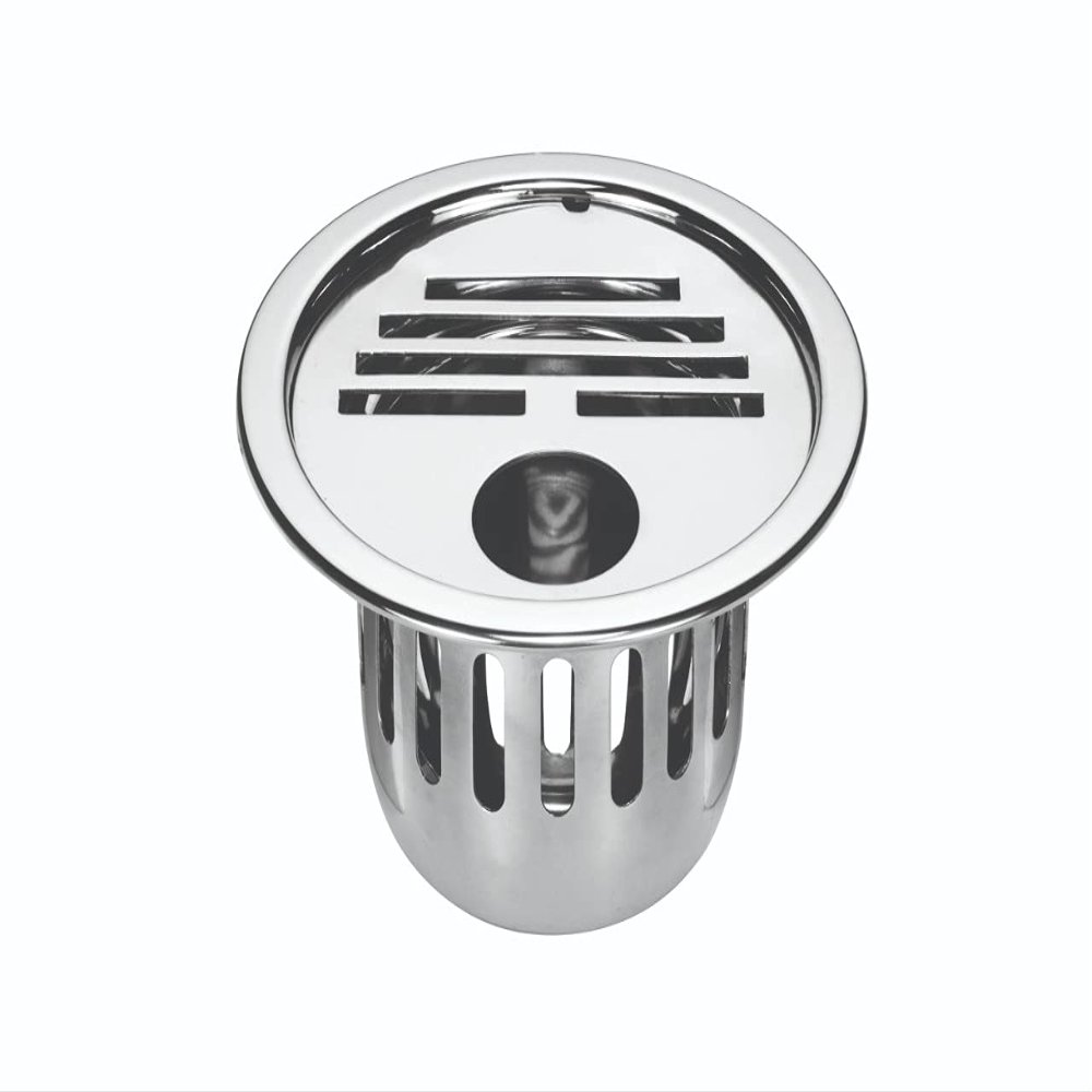 CHILLY-S Cockroach Trap Round Gypsy Classic with Waste Pipe Hole For Kitchen Sinks and Wash Basins (Stainless Steel AISI 304 (18/8) Floor Drain Cover/Jali/Grating 127mm X 127mm (5")