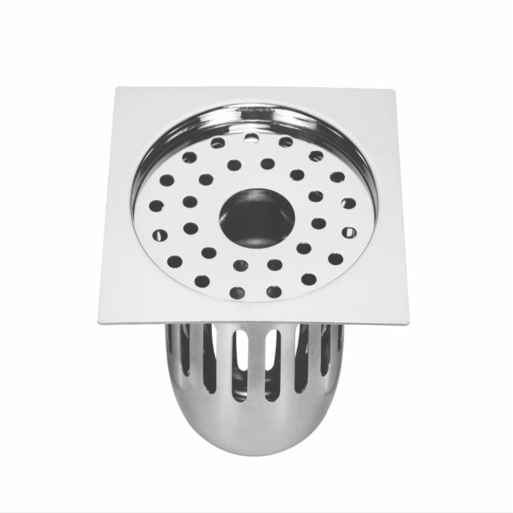 CHILLY-S Cockroach Trap Square Gypsy Flat Cut King with Waste Pipe Hole For Kitchen Sinks and Wash Stainless Steel Floor Drain Cover/Jali/Grating (Stainless Steel, (127mm X 127mm - 5")