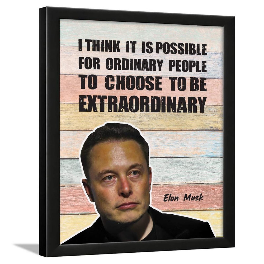 Chaka Chaundh Framed Poster - Bill Gates, Mark Zuckerberg, Elon Musk, Jeff Bezos, Steve Jobs, Richard Branson, Warren Buffett & Jack Ma (Elon - Vintage - Set of 1)
