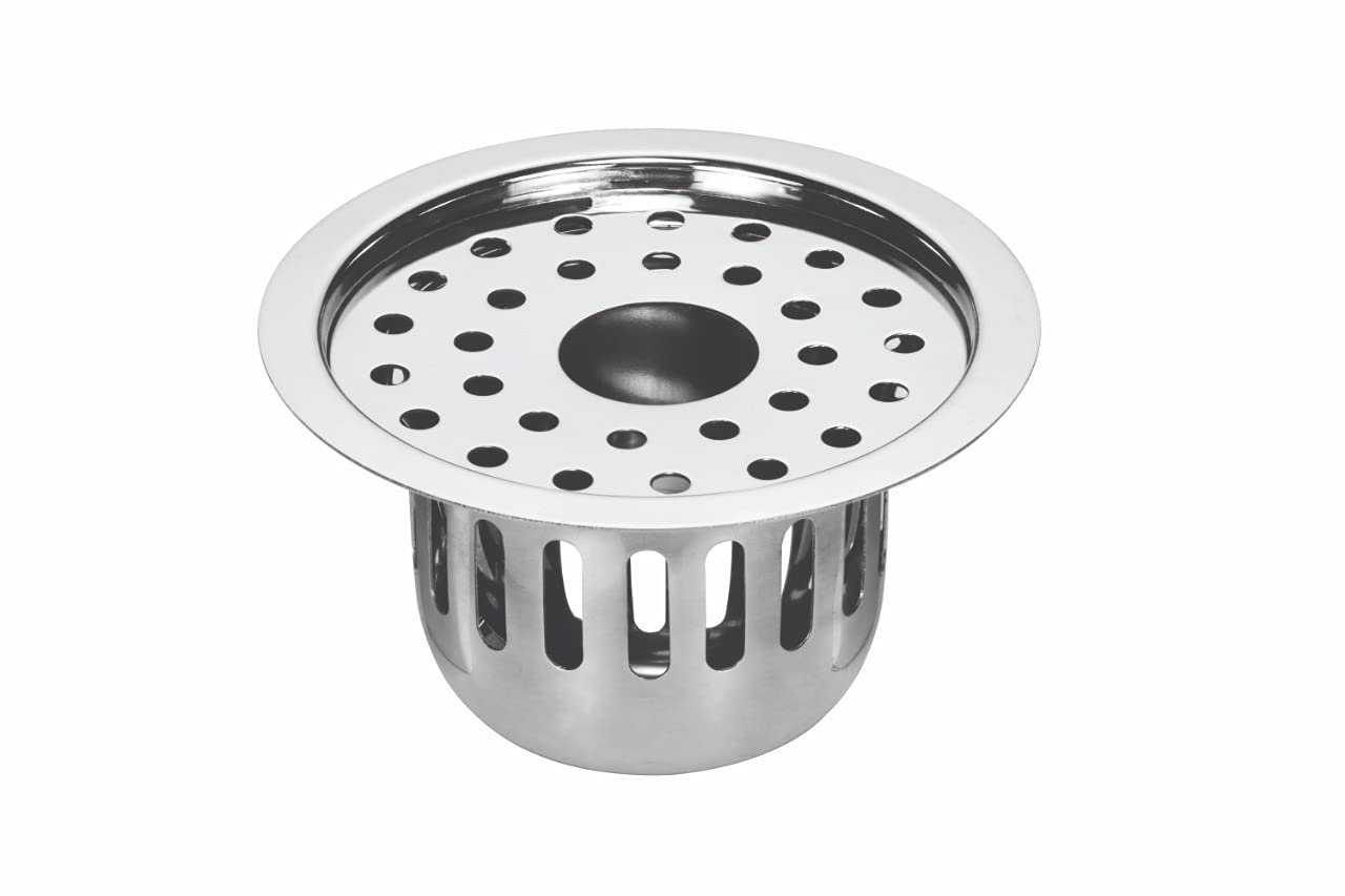 CHILLY-S Cockroach Trap Round Gypsy Flat Cut King with Waste Pipe Hole For Kitchen Sinks and Wash Stainless Steel AISI 304 (18/8) Floor Drain Cover/Jali/Grating (Stainless Steel, 127mm X 127mm (5"))